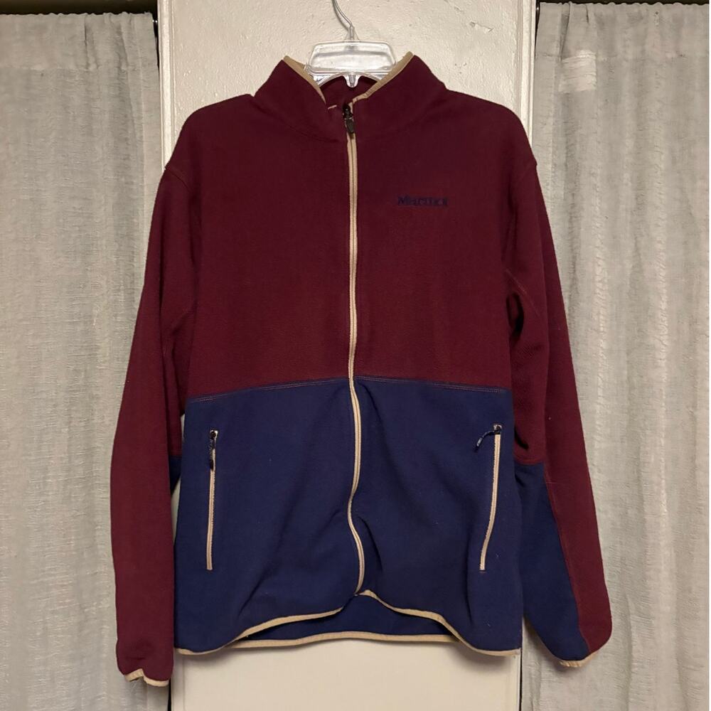 Marmot Color Block Fleece Jacket | L | Maroon & Navy